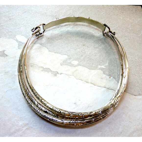 Antique Vintage Tribal Exotic Chinese Handmade Miao Silver 4 Ring Necklace 184 g - Picture 1 of 7